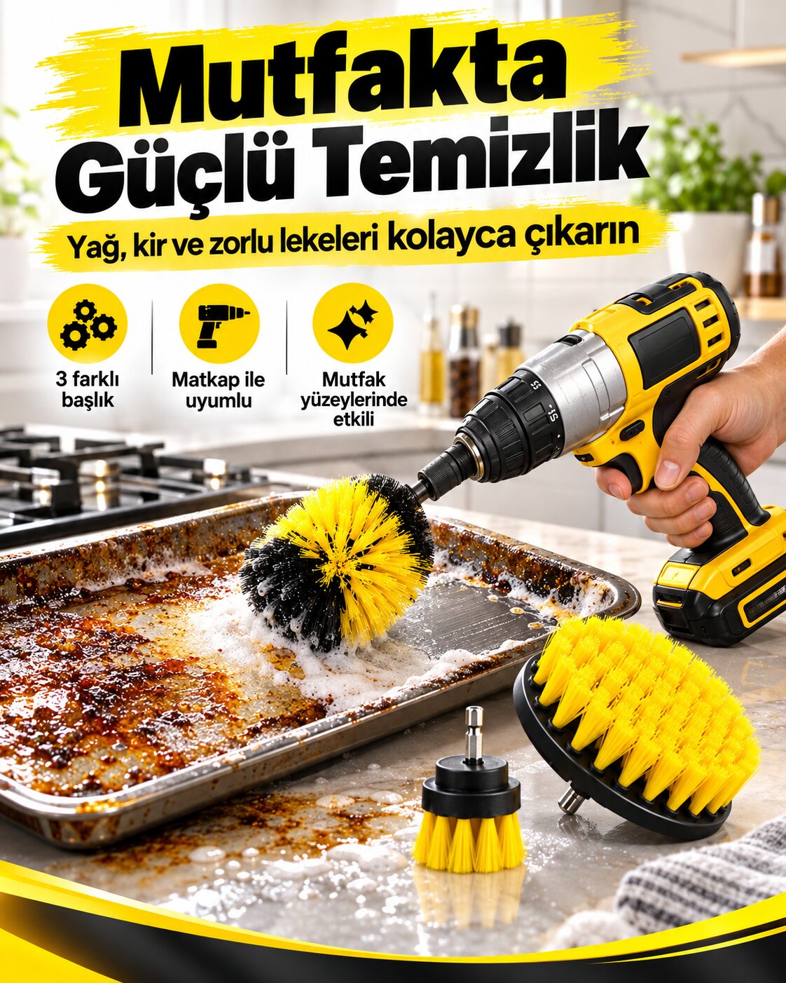 Mutfakta güçlü temizlik